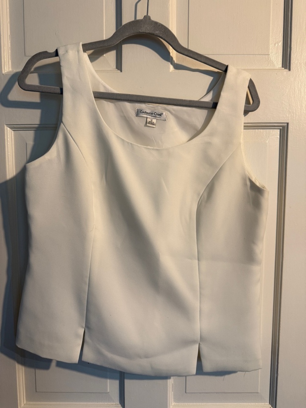 Coldwater Creek Women's Cream Tank Top with Front Slits